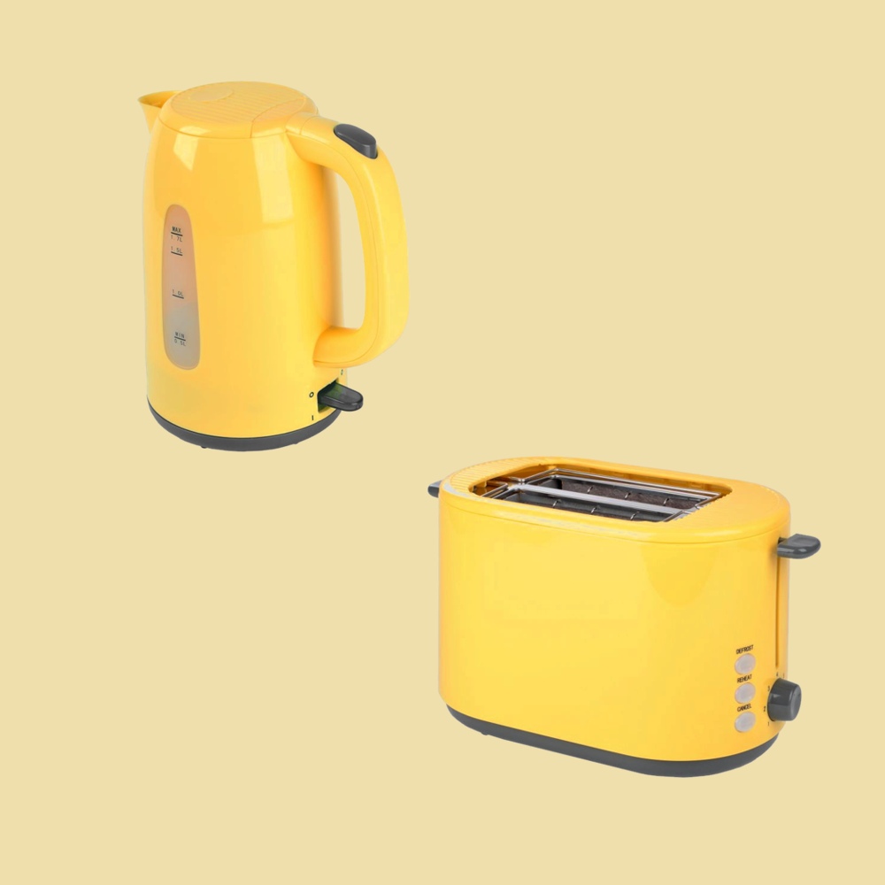 Fr/ühst/ücksset 3-teilig Filterkaffeemaschine Wasserkocher Toaster Set Gelb